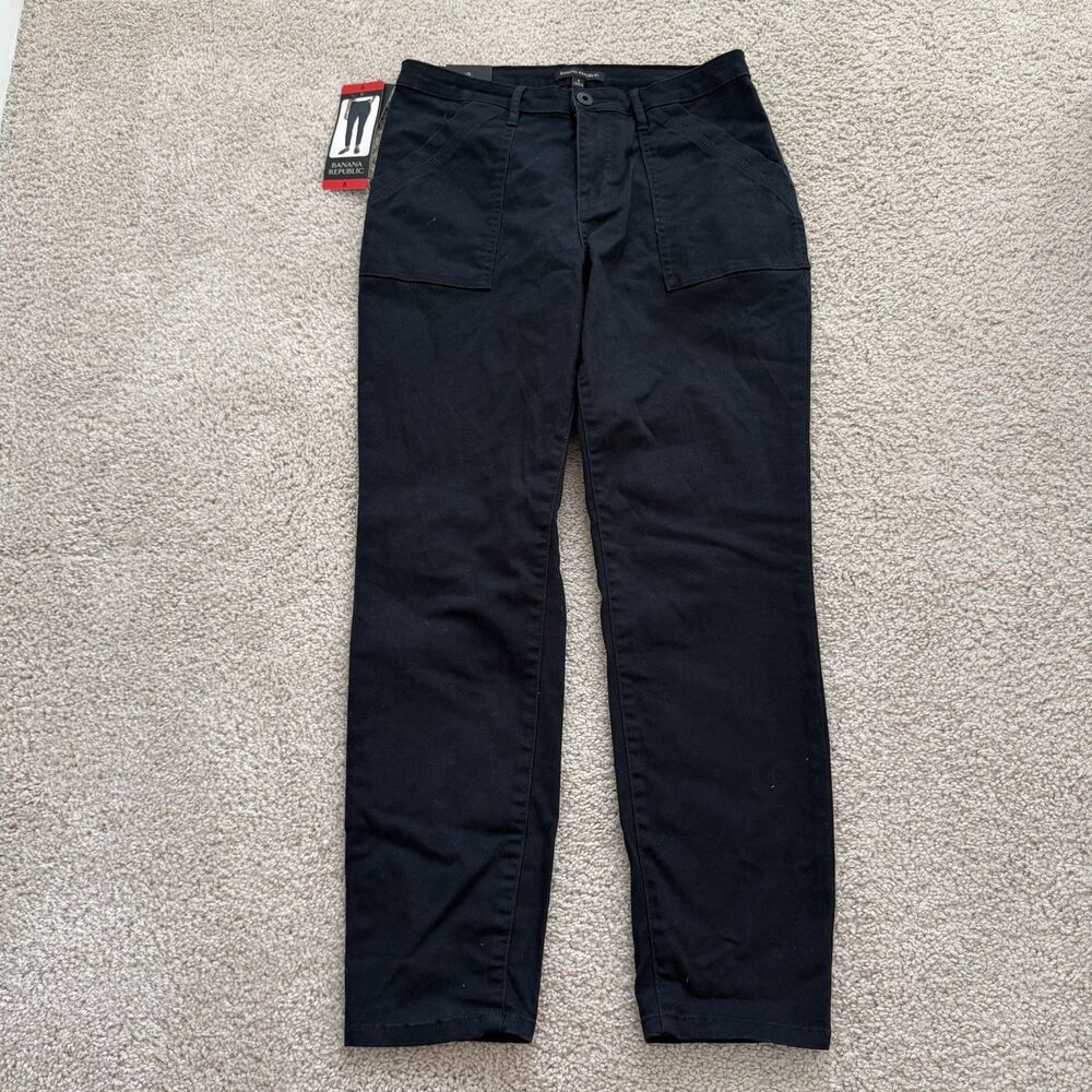 Banana Republic NWT Black High Rise Twill Pant Straight Leg Size 8 Office Career